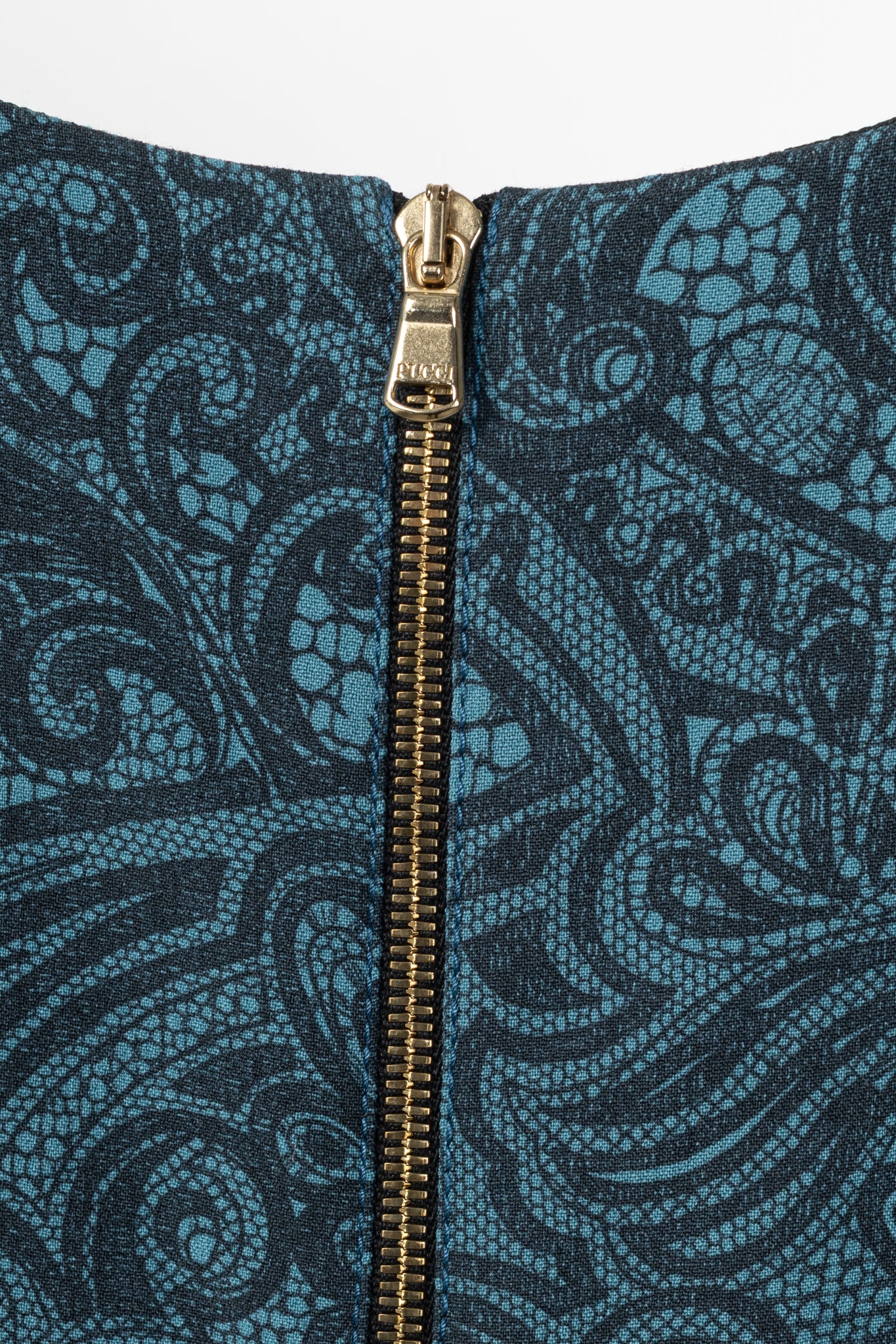 Emilio Pucci PF12 Petrol Wool-Blend Lace-Printed Crepe Dress