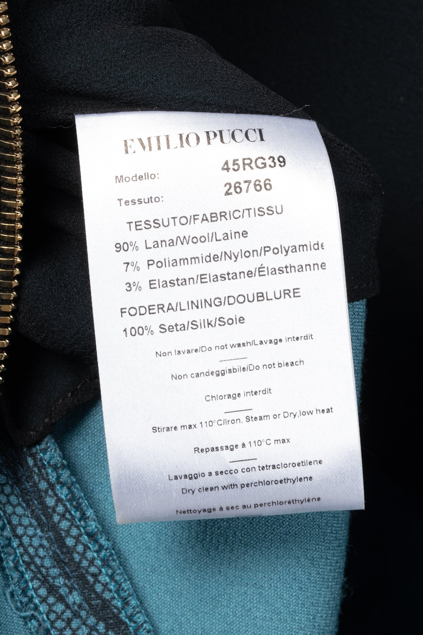 Emilio Pucci PF12 Petrol Wool-Blend Lace-Printed Crepe Dress