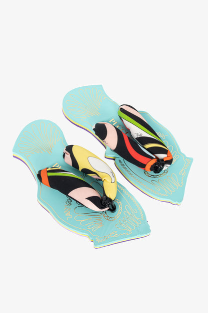 Pucci SS23 Nero & Rosso Marmo-Print Scuba Thong Sandals