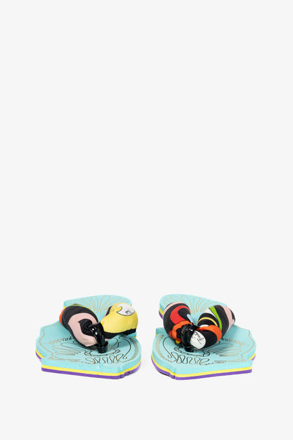 Pucci SS23 Nero & Rosso Marmo-Print Scuba Thong Sandals