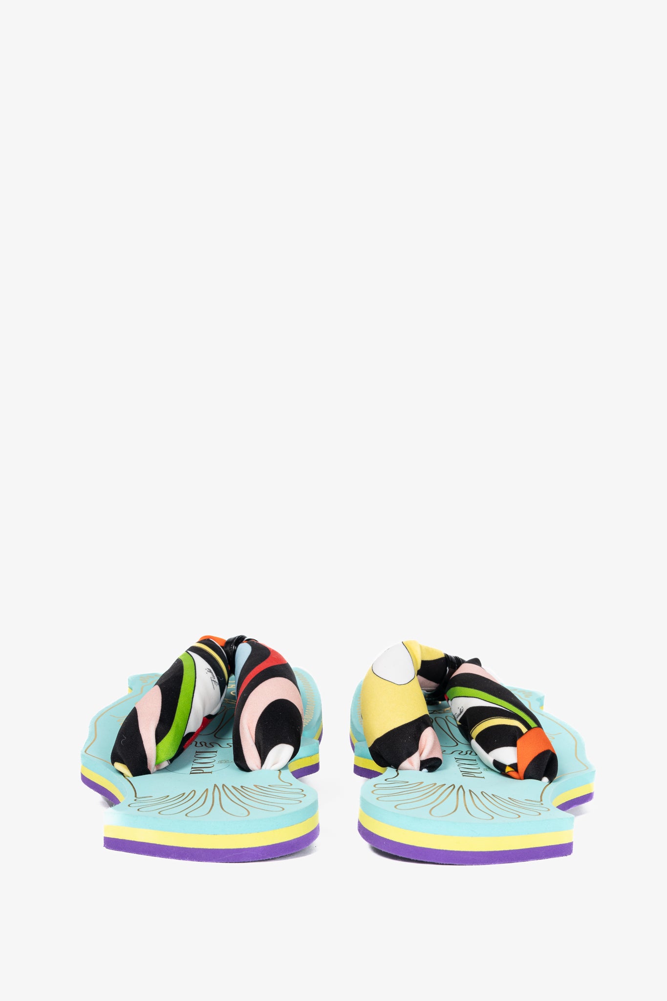 Pucci SS23 Nero & Rosso Marmo-Print Scuba Thong Sandals
