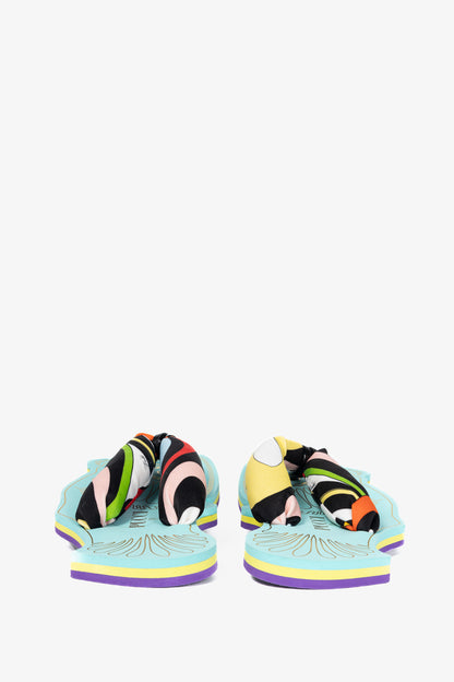 Pucci SS23 Nero & Rosso Marmo-Print Scuba Thong Sandals