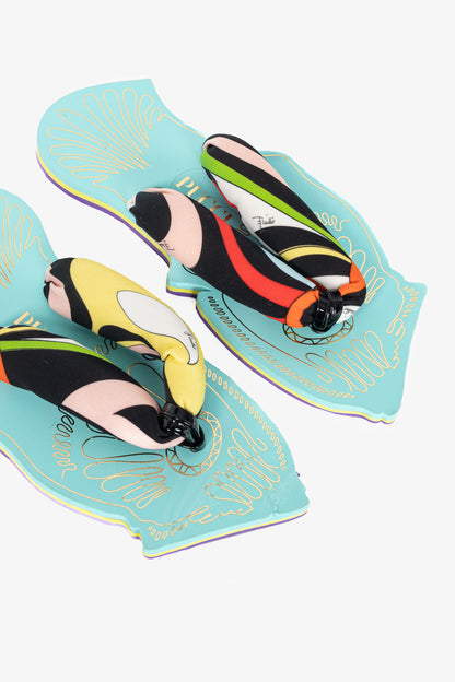 Pucci SS23 Nero & Rosso Marmo-Print Scuba Thong Sandals
