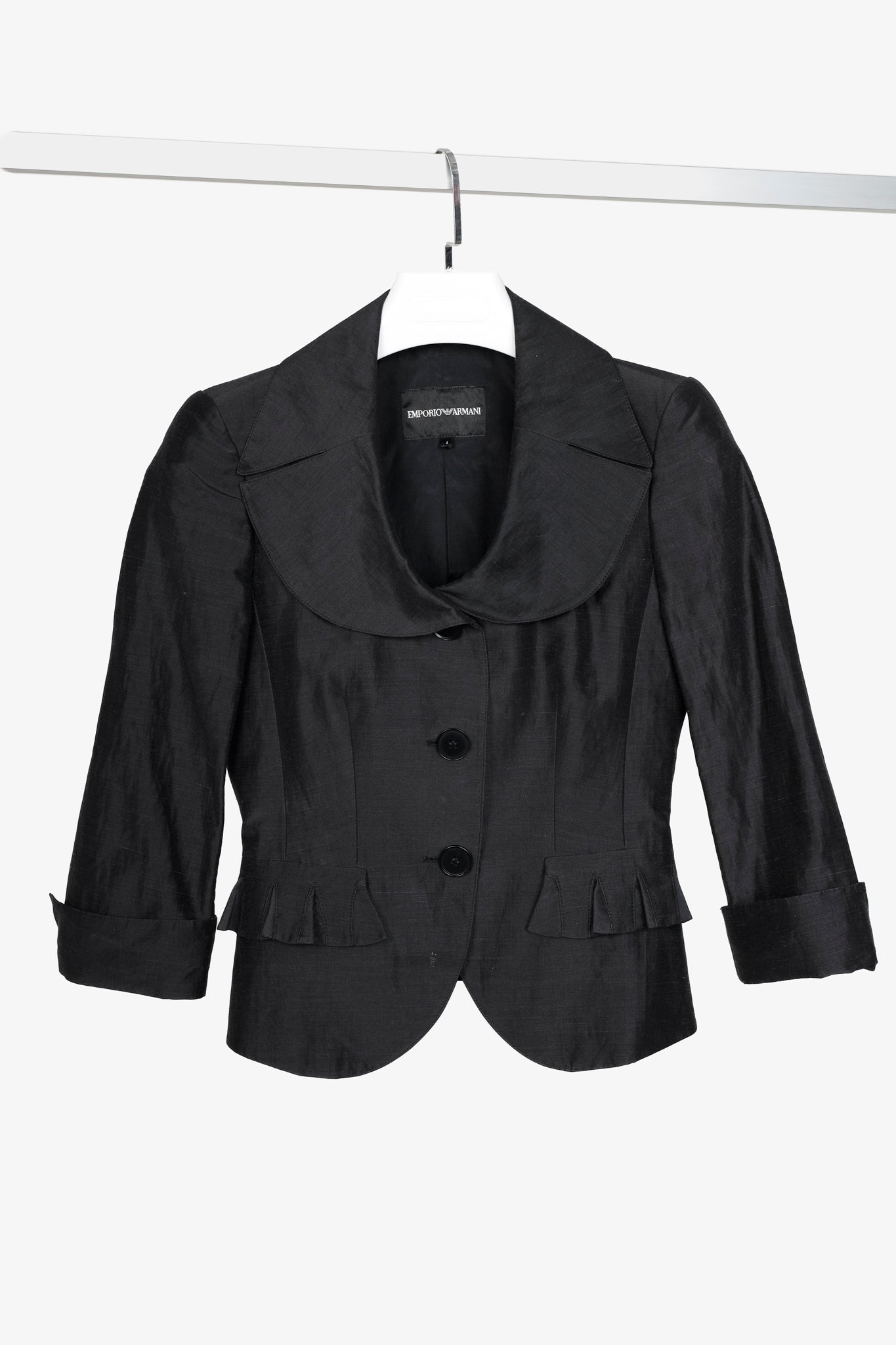 Armani Ruffle Pocket Dark Grey Blazer