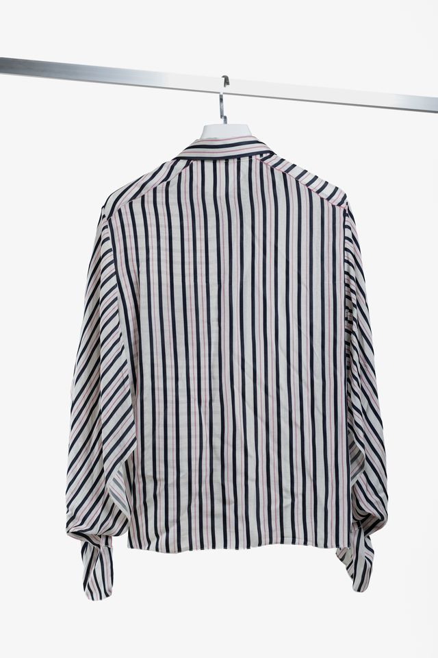 Roland Mouret Blue Pink Striped Blouse