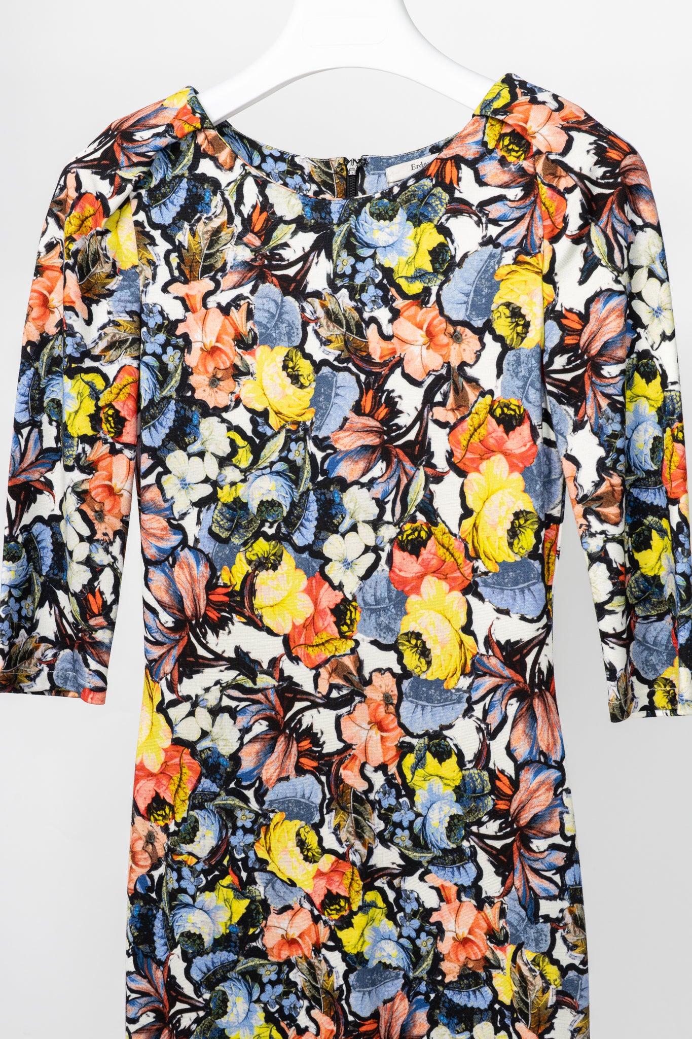Erdem Wilhelmina Jardim Multi Floral Ponte Jersey Sheath Dress