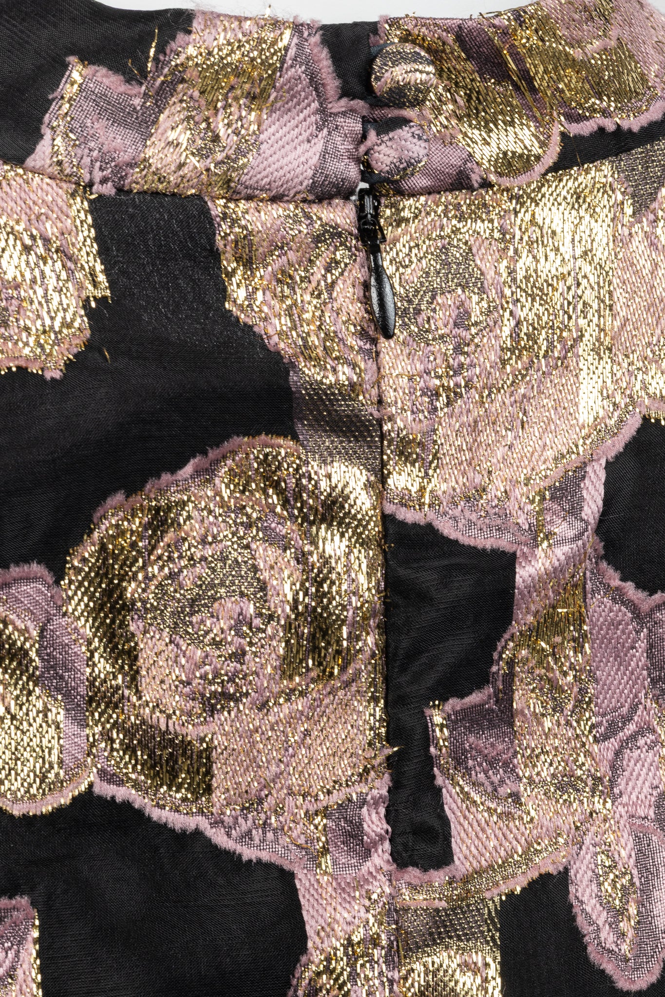 Erdem Effie Black Metallic Floral-Fil Coupe Organza Dress
