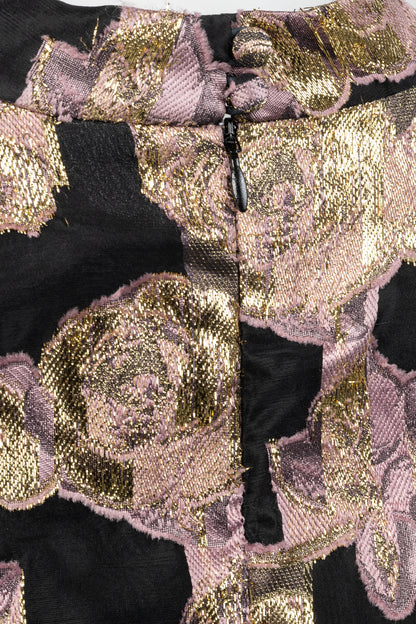 Erdem Effie Black Metallic Floral-Fil Coupe Organza Dress