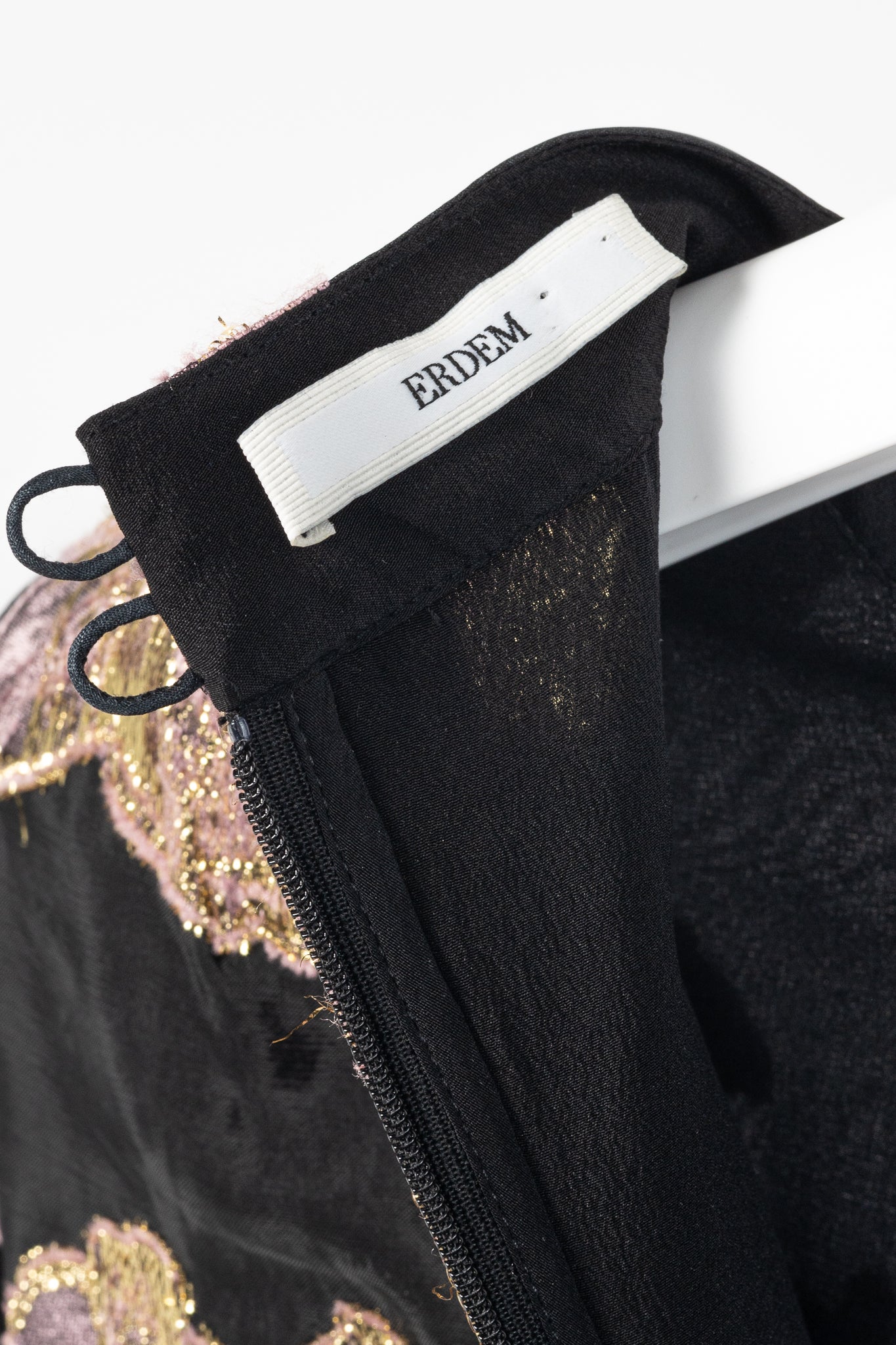 Erdem Effie Black Metallic Floral-Fil Coupe Organza Dress