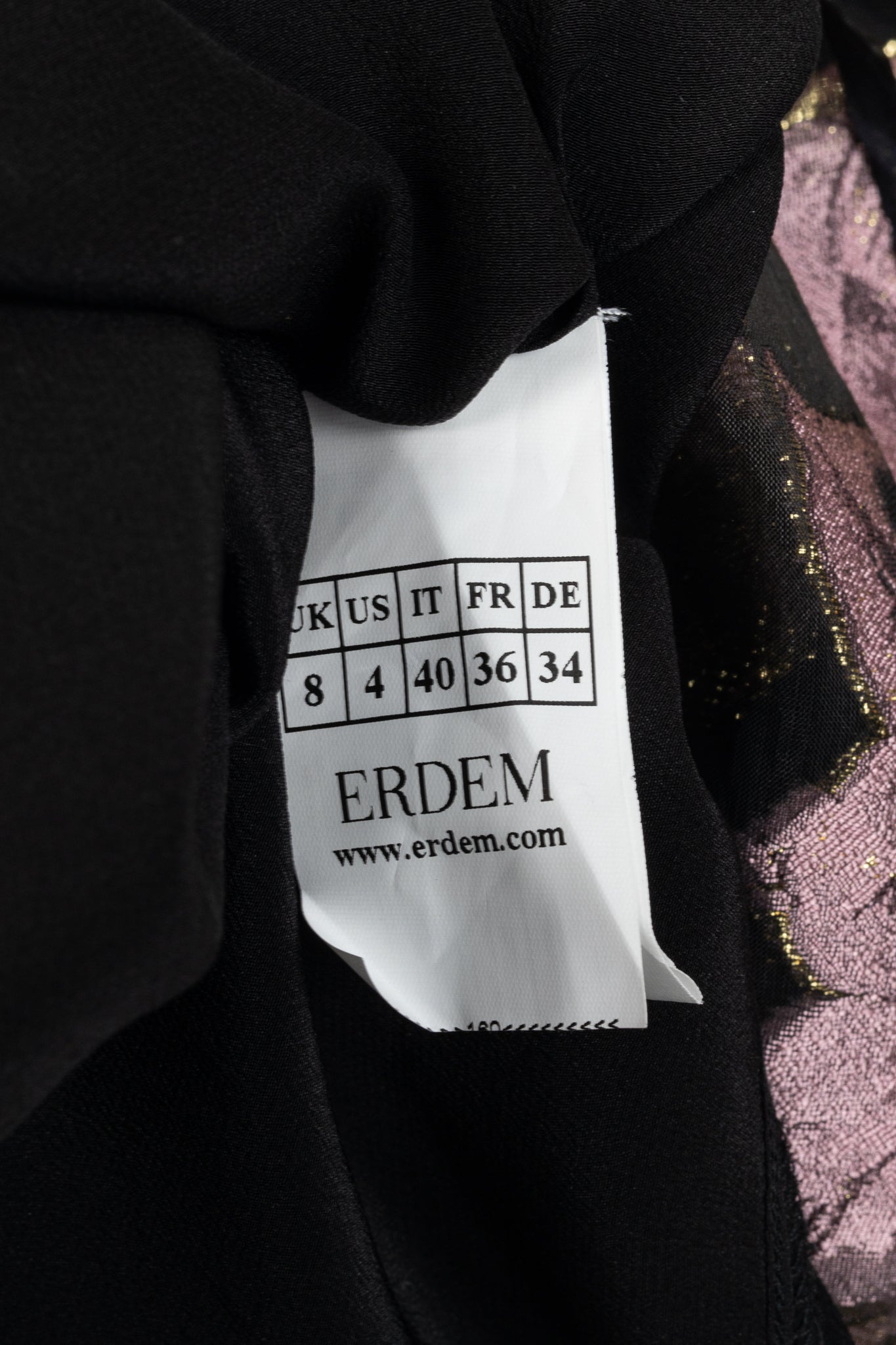 Erdem Effie Black Metallic Floral-Fil Coupe Organza Dress