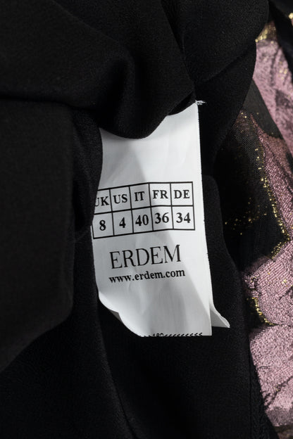 Erdem Effie Black Metallic Floral-Fil Coupe Organza Dress