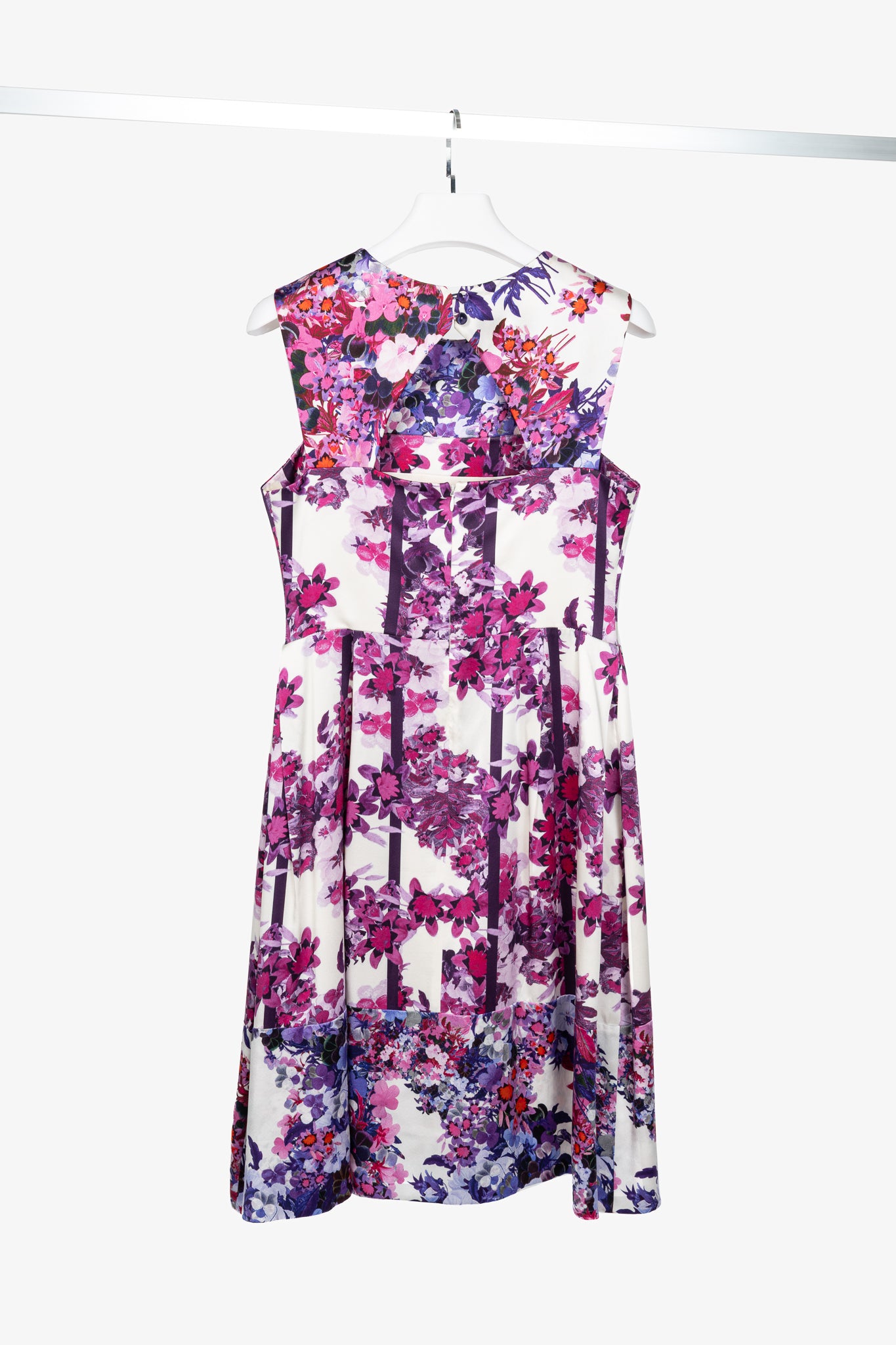 Erdem White & Purple Floral Silk-Satin Dress