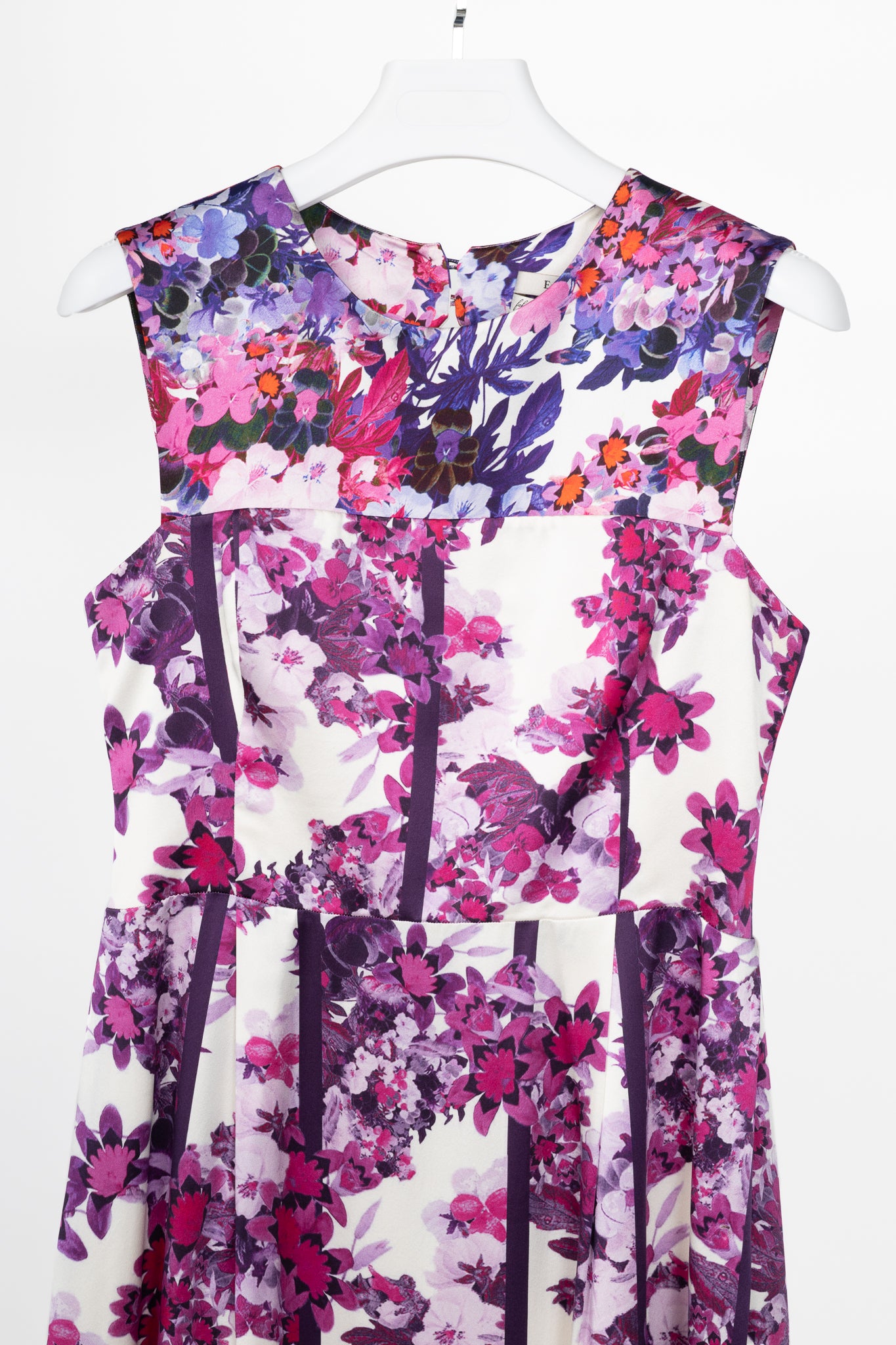 Erdem White & Purple Floral Silk-Satin Dress