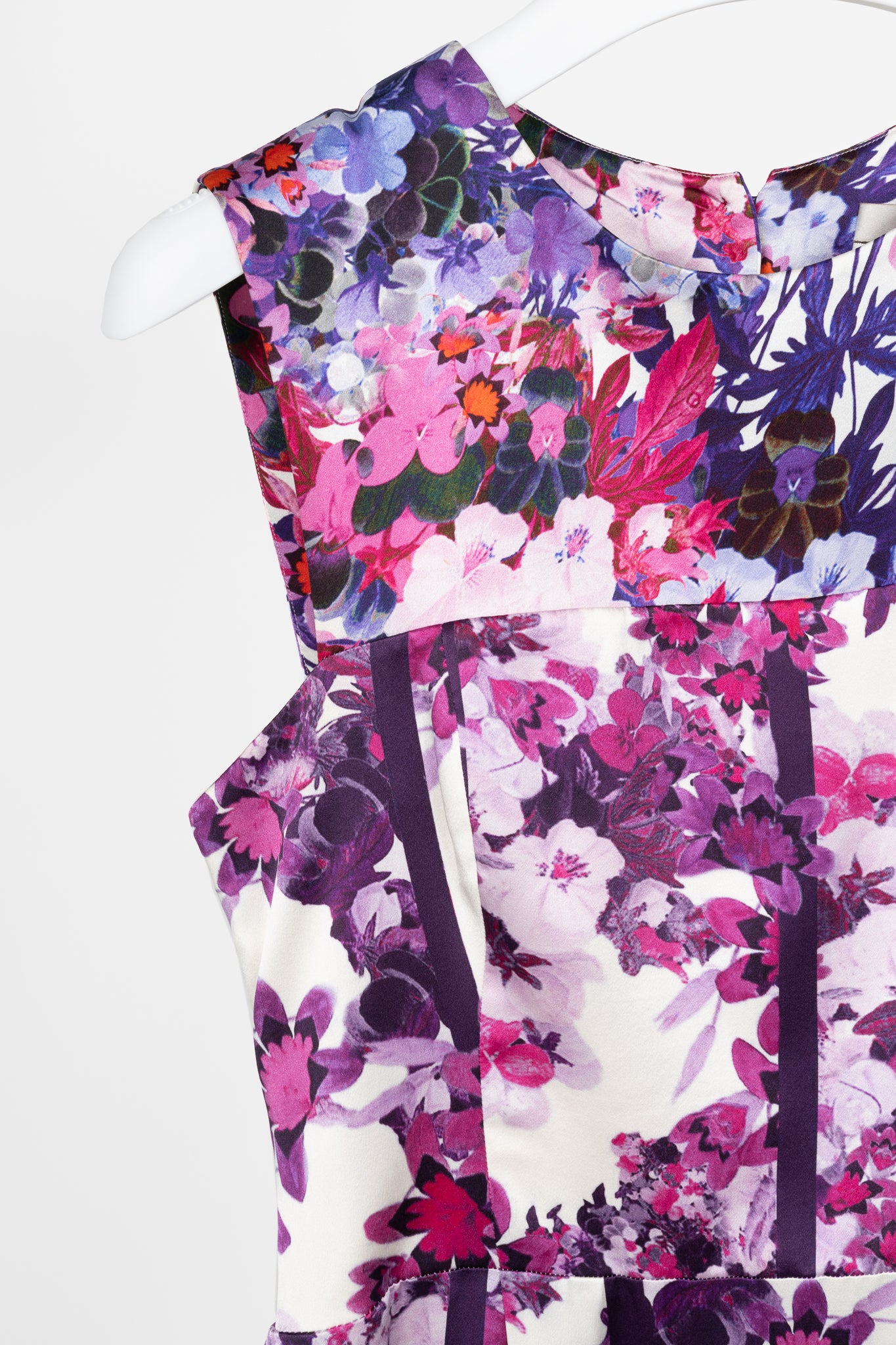 Erdem White & Purple Floral Silk-Satin Dress