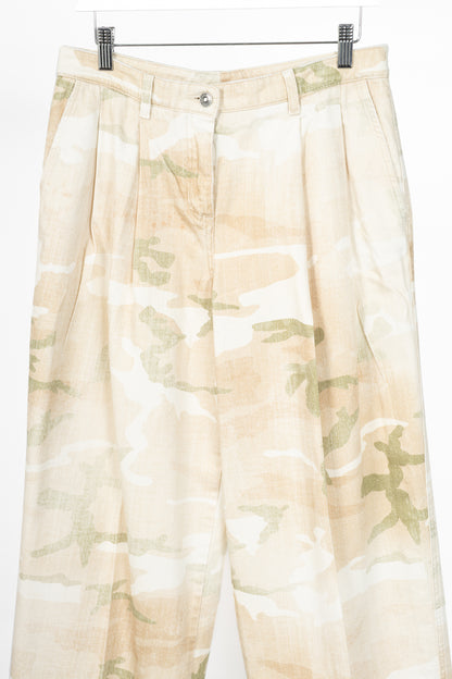Ermanno Scervino SS23 Runway Beige Camouflage Wide-Leg Jeans