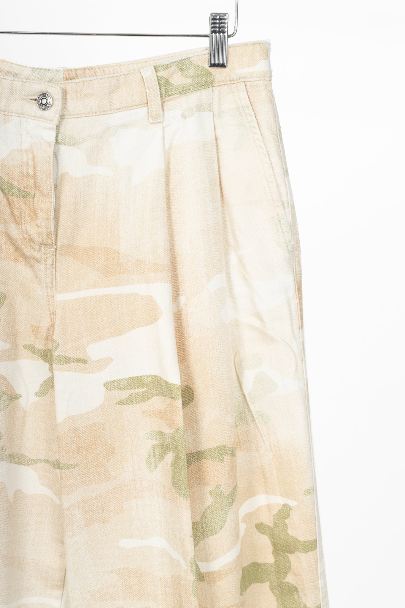 Ermanno Scervino SS23 Runway Beige Camouflage Wide-Leg Jeans