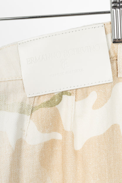 Ermanno Scervino SS23 Runway Beige Camouflage Wide-Leg Jeans