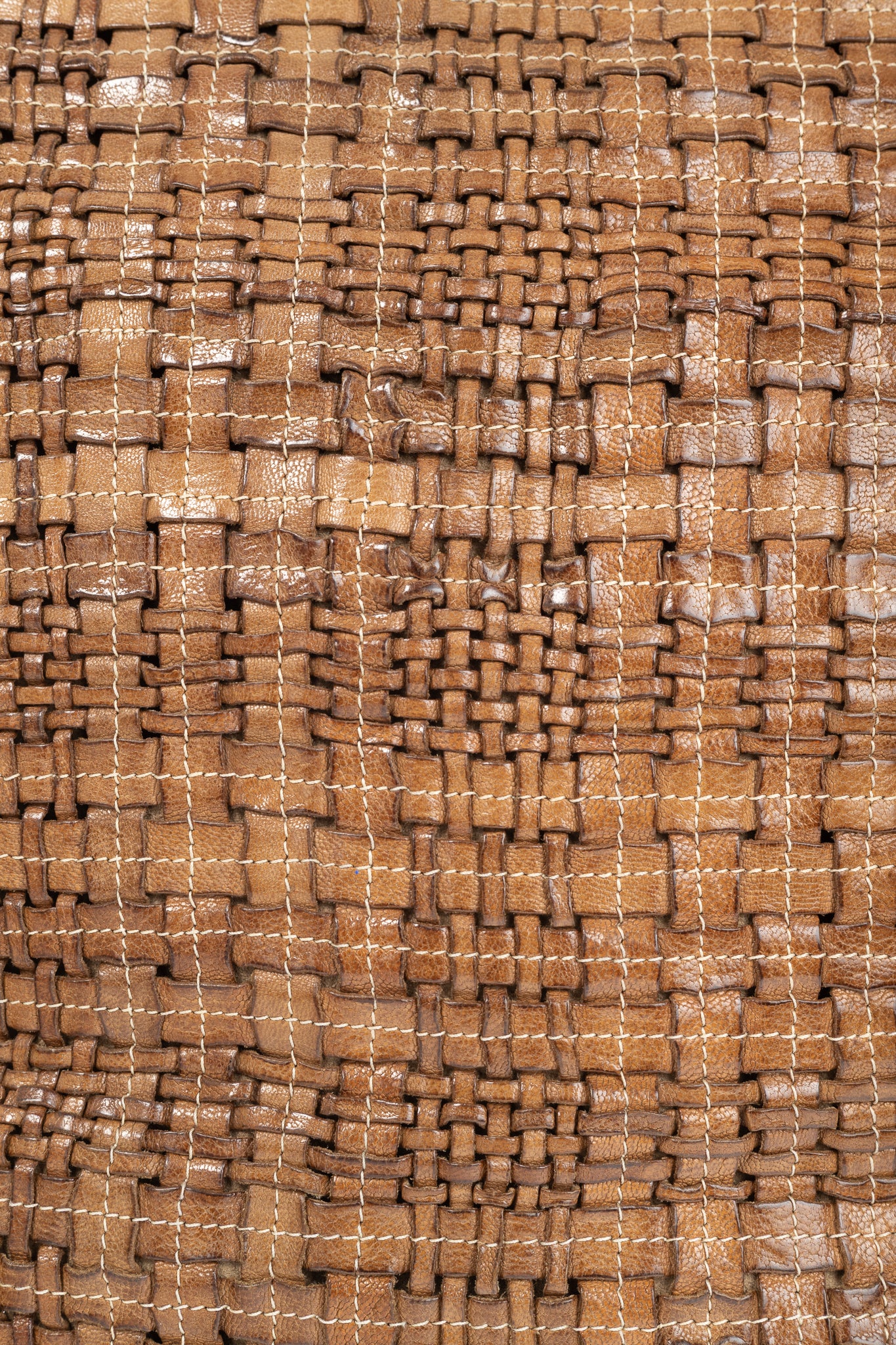 Escada SS/14 Brown Woven-Leather Hobo