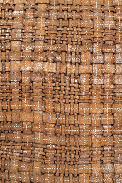 Escada SS/14 Brown Woven-Leather Hobo