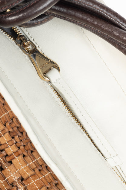 Escada SS/14 Brown Woven-Leather Hobo