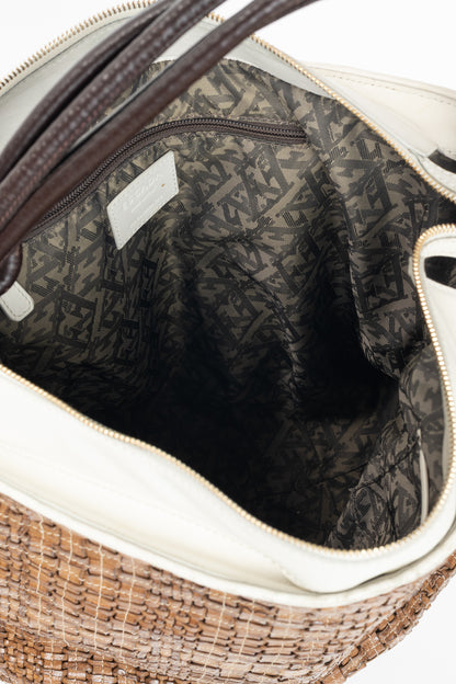 Escada SS/14 Brown Woven-Leather Hobo
