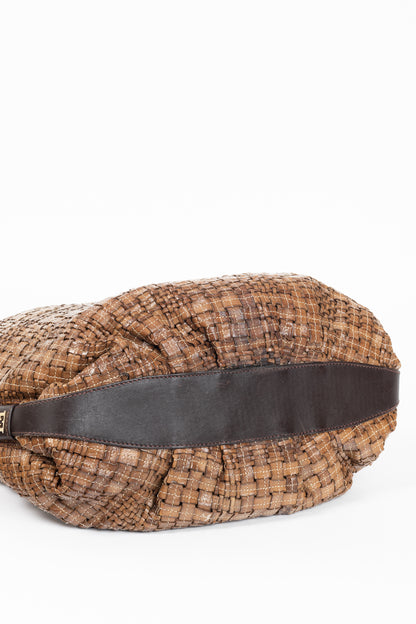 Escada SS/14 Brown Woven-Leather Hobo