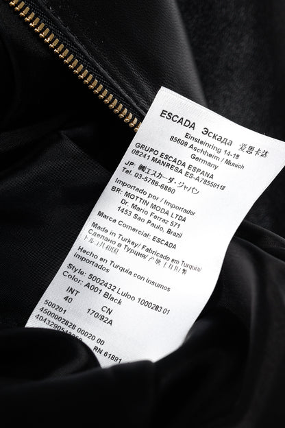 Escada Luloo Black Leather Ruffle-Trim Jacket