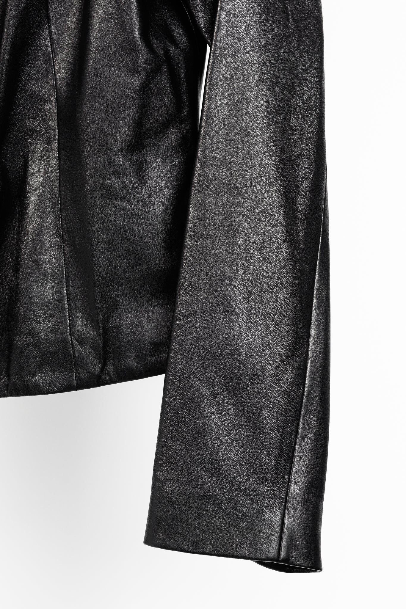 Escada Luloo Black Leather Ruffle-Trim Jacket