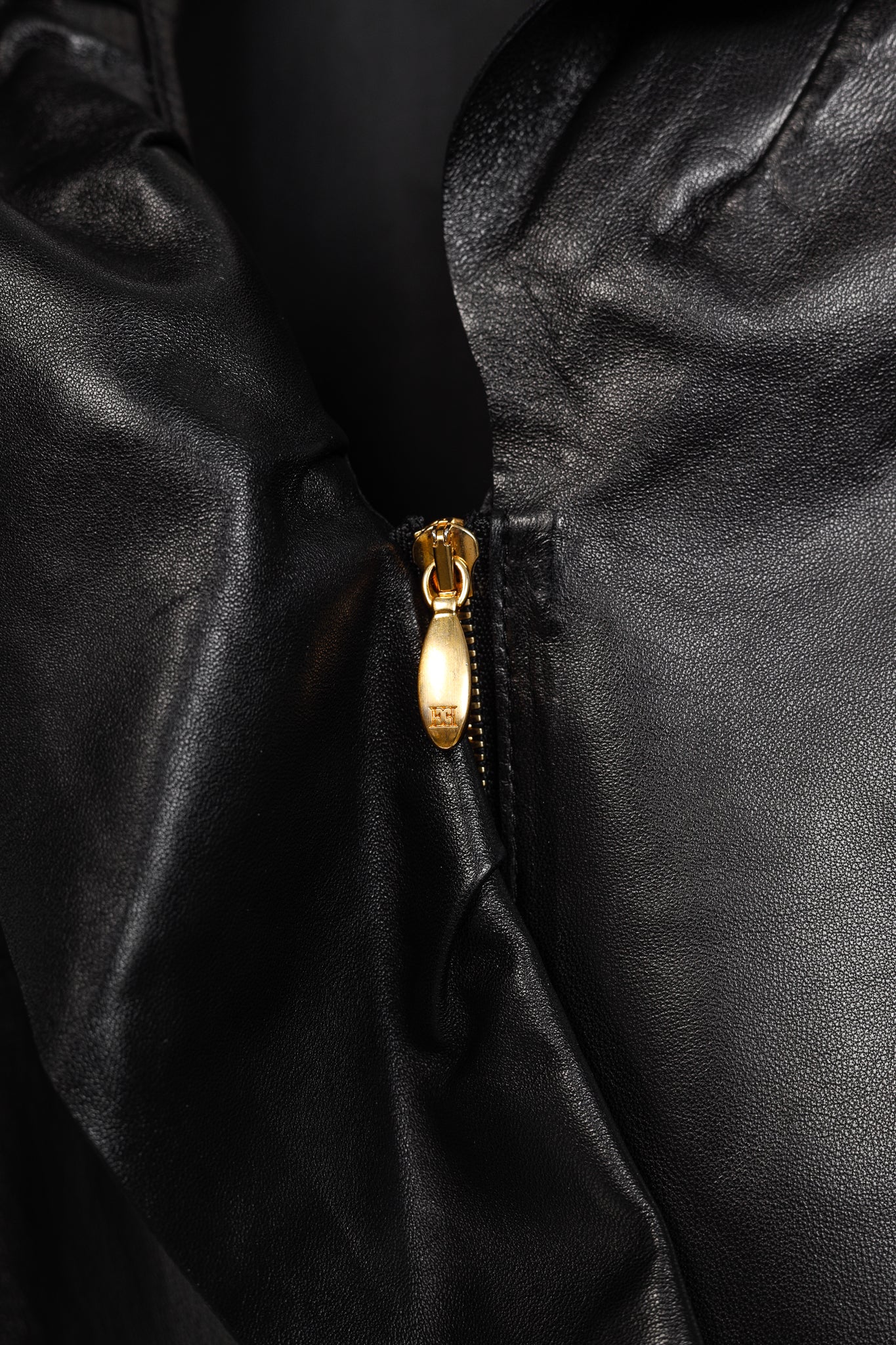 Escada Luloo Black Leather Ruffle-Trim Jacket