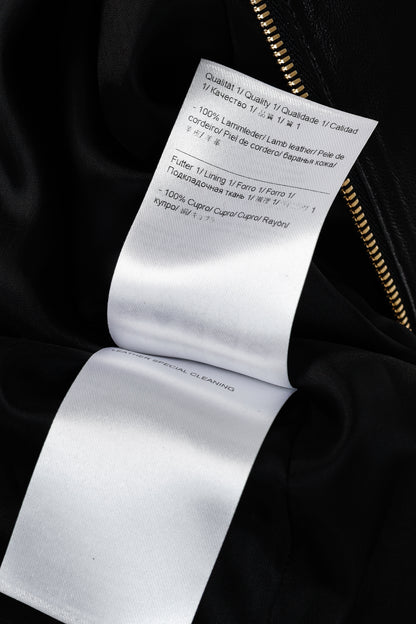 Escada Luloo Black Leather Ruffle-Trim Jacket