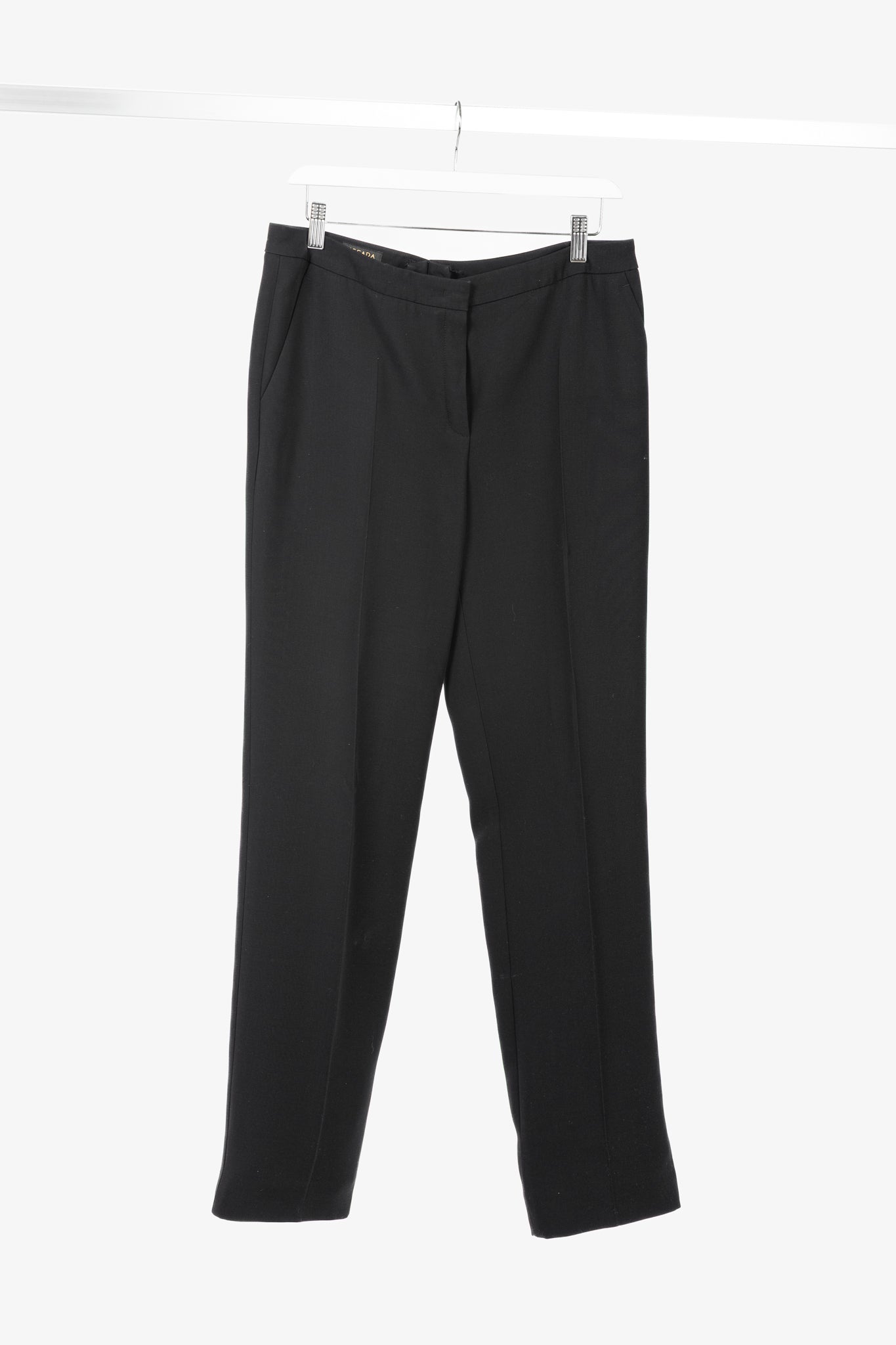 Escada Tamineh Black Silk & Wool Crepe Straight-Leg Trousers