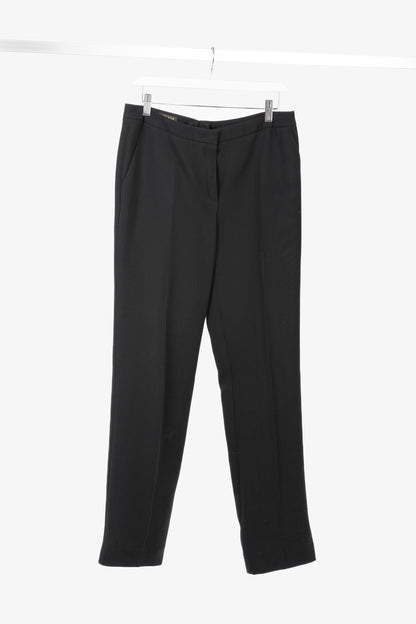 Escada Tamineh Black Silk & Wool Crepe Straight-Leg Trousers