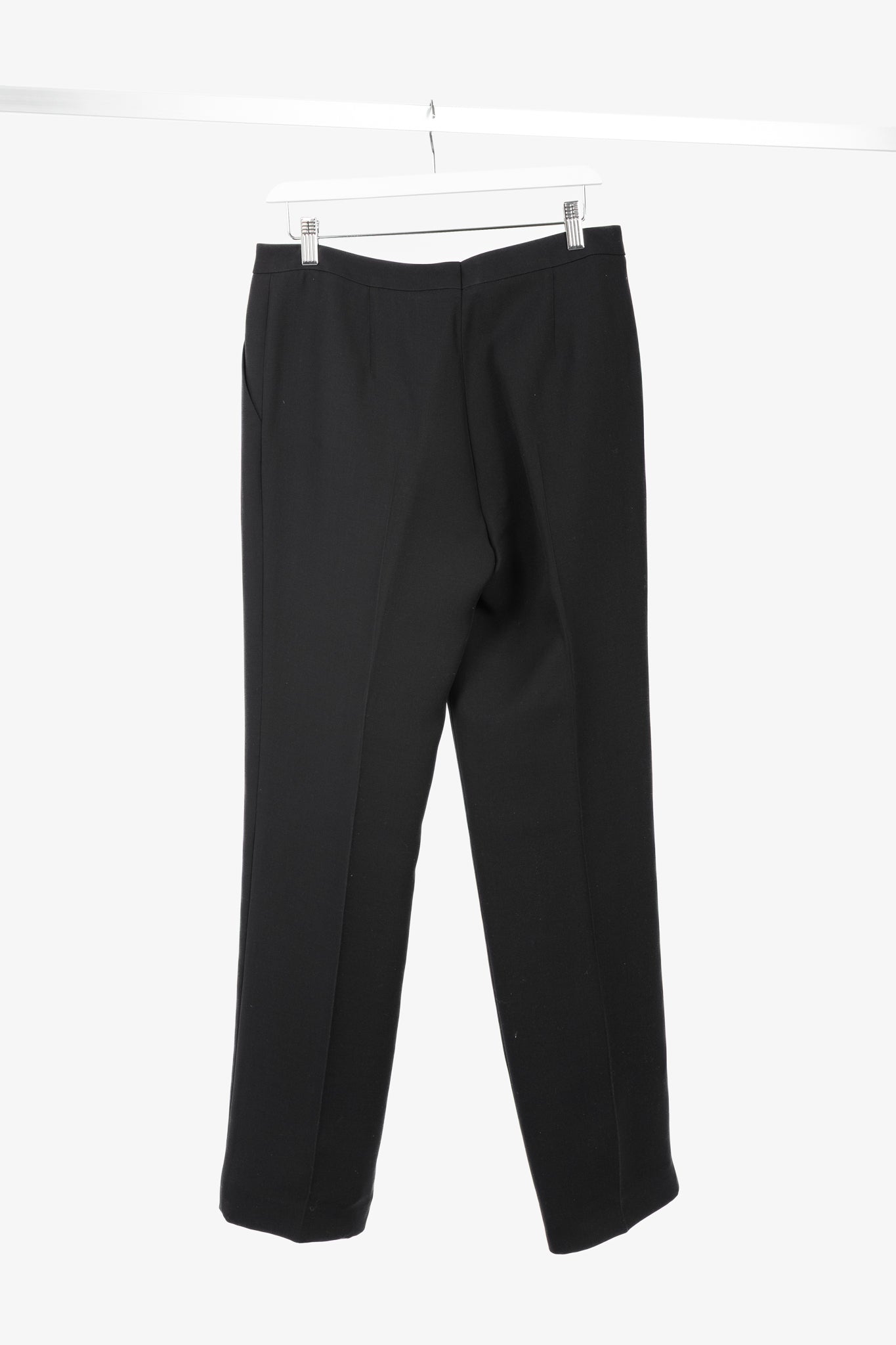 Escada Tamineh Black Silk & Wool Crepe Straight-Leg Trousers