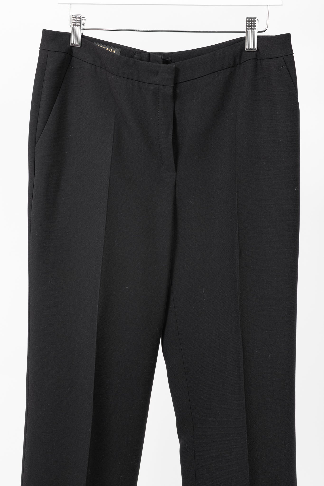 Escada Tamineh Black Silk & Wool Crepe Straight-Leg Trousers