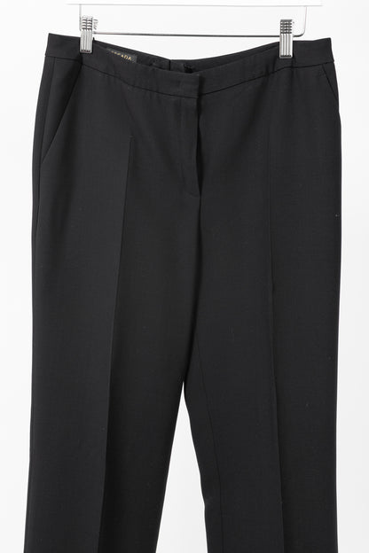 Escada Tamineh Black Silk & Wool Crepe Straight-Leg Trousers