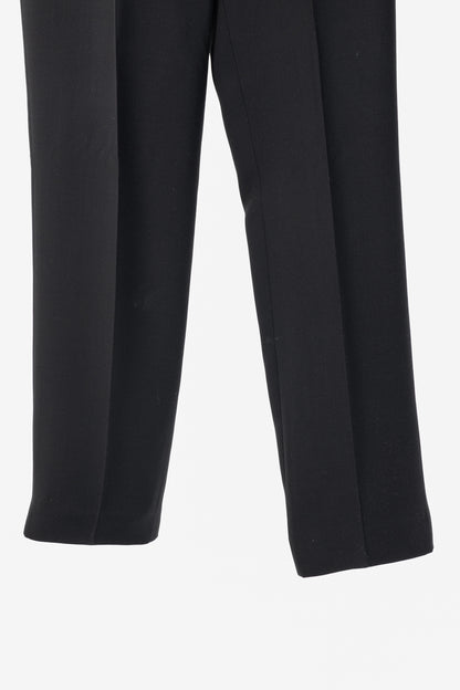 Escada Tamineh Black Silk & Wool Crepe Straight-Leg Trousers