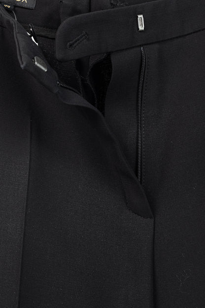 Escada Tamineh Black Silk & Wool Crepe Straight-Leg Trousers