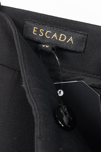 Escada Tamineh Black Silk & Wool Crepe Straight-Leg Trousers