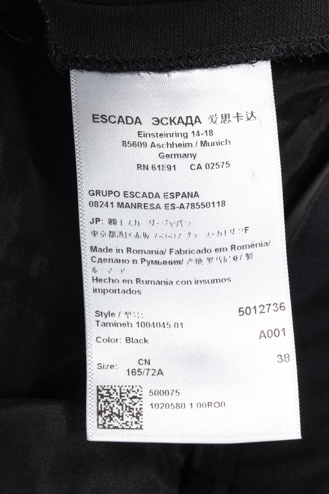 Escada Tamineh Black Silk & Wool Crepe Straight-Leg Trousers