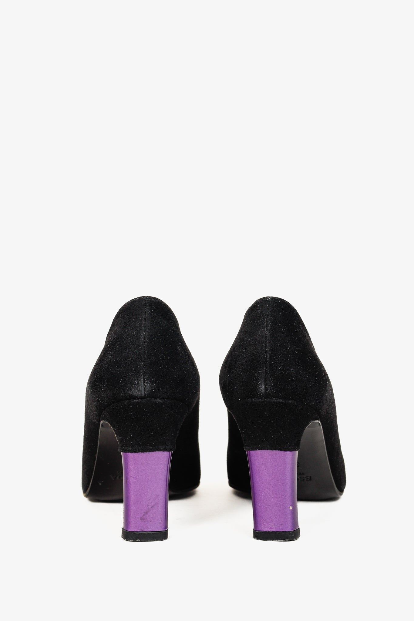 Escada Black Suede and Purple Patent Pumps