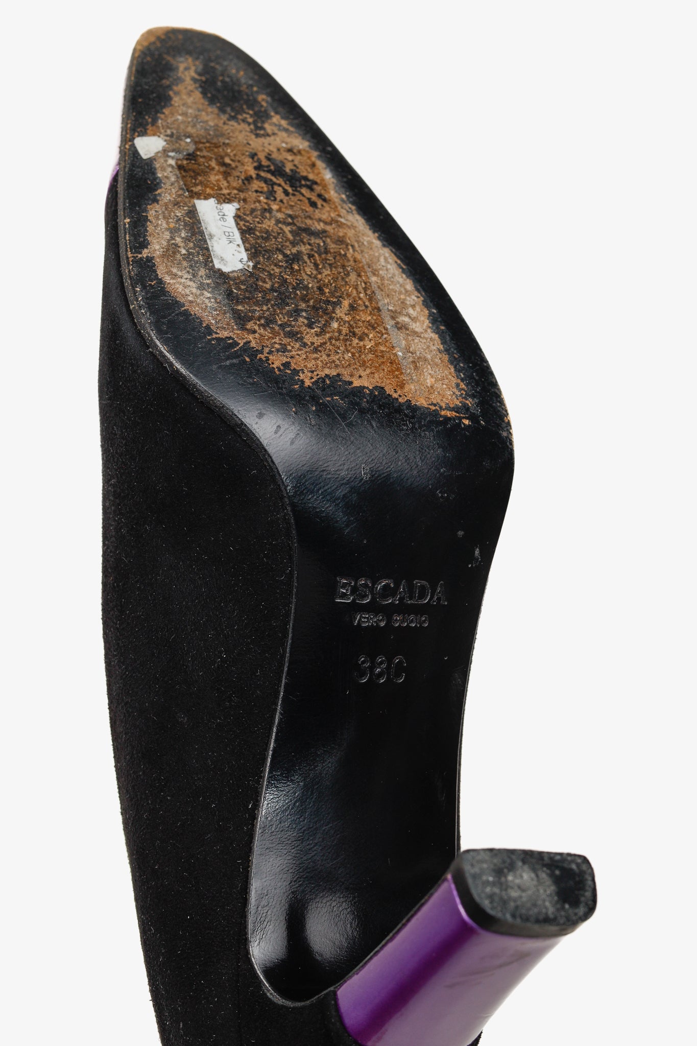 Escada Black Suede and Purple Patent Pumps