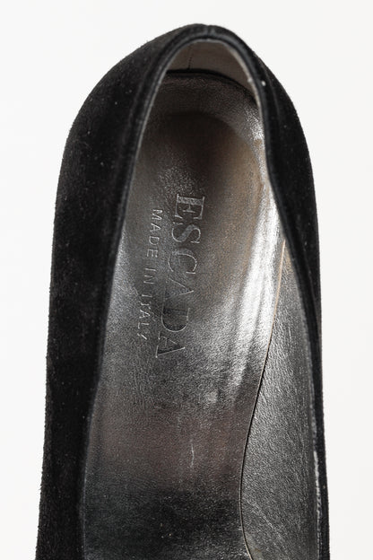 Escada Black Suede and Purple Patent Pumps