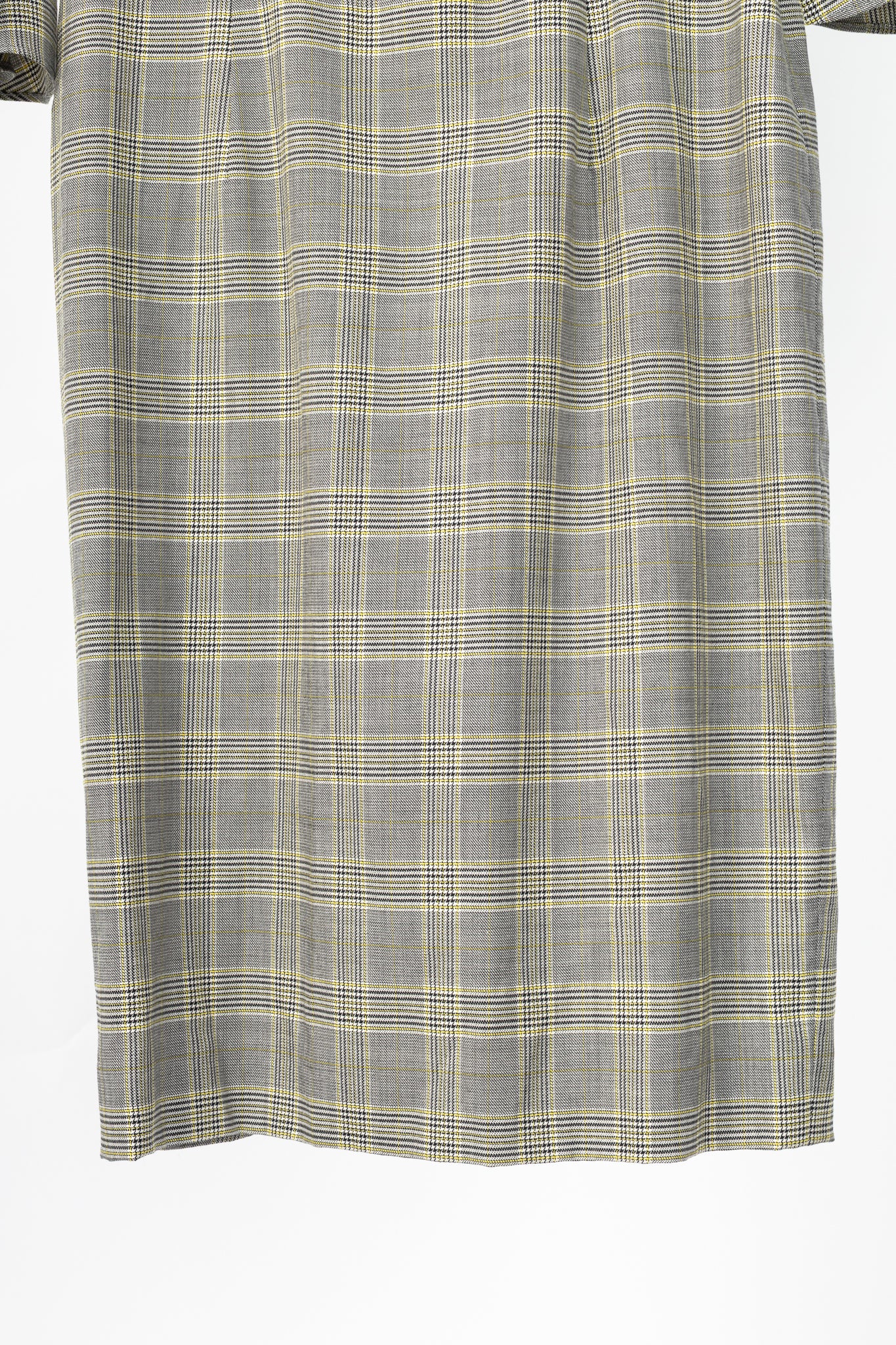 Escada Dinfo Limonade Glen-Plaid Wool Flounce-Sleeve Dress