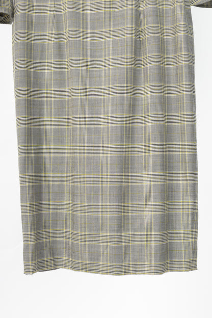 Escada Dinfo Limonade Glen-Plaid Wool Flounce-Sleeve Dress