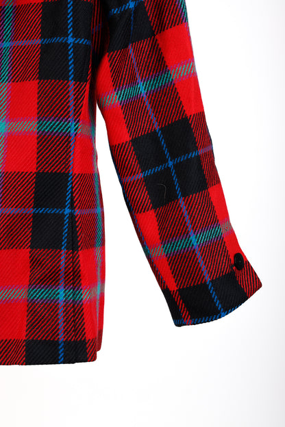 Escada Vintage Red Tartan Single Breasted Tailored Blazer