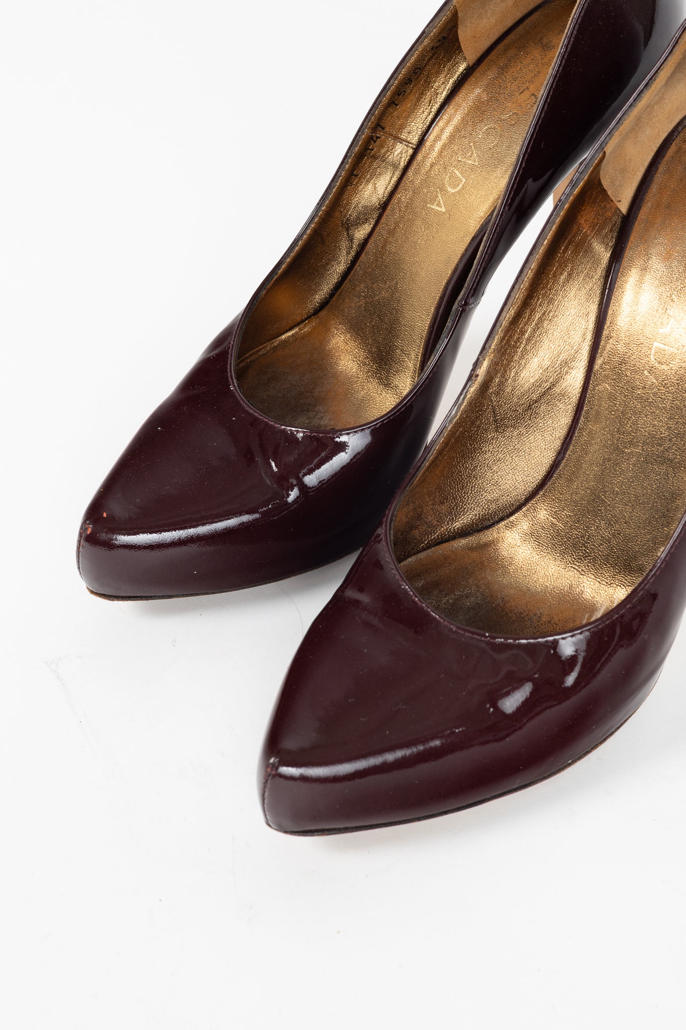 Escada Burgundy Patent-Leather Pointed-Toe Platform Pumps
