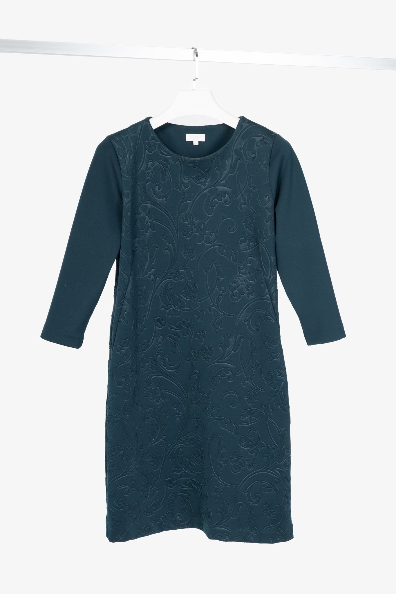 Escada Sport Erhella Dark Emerald Embossed-Floral Dress