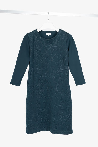 Escada Sport Erhella Dark Emerald Embossed-Floral Dress