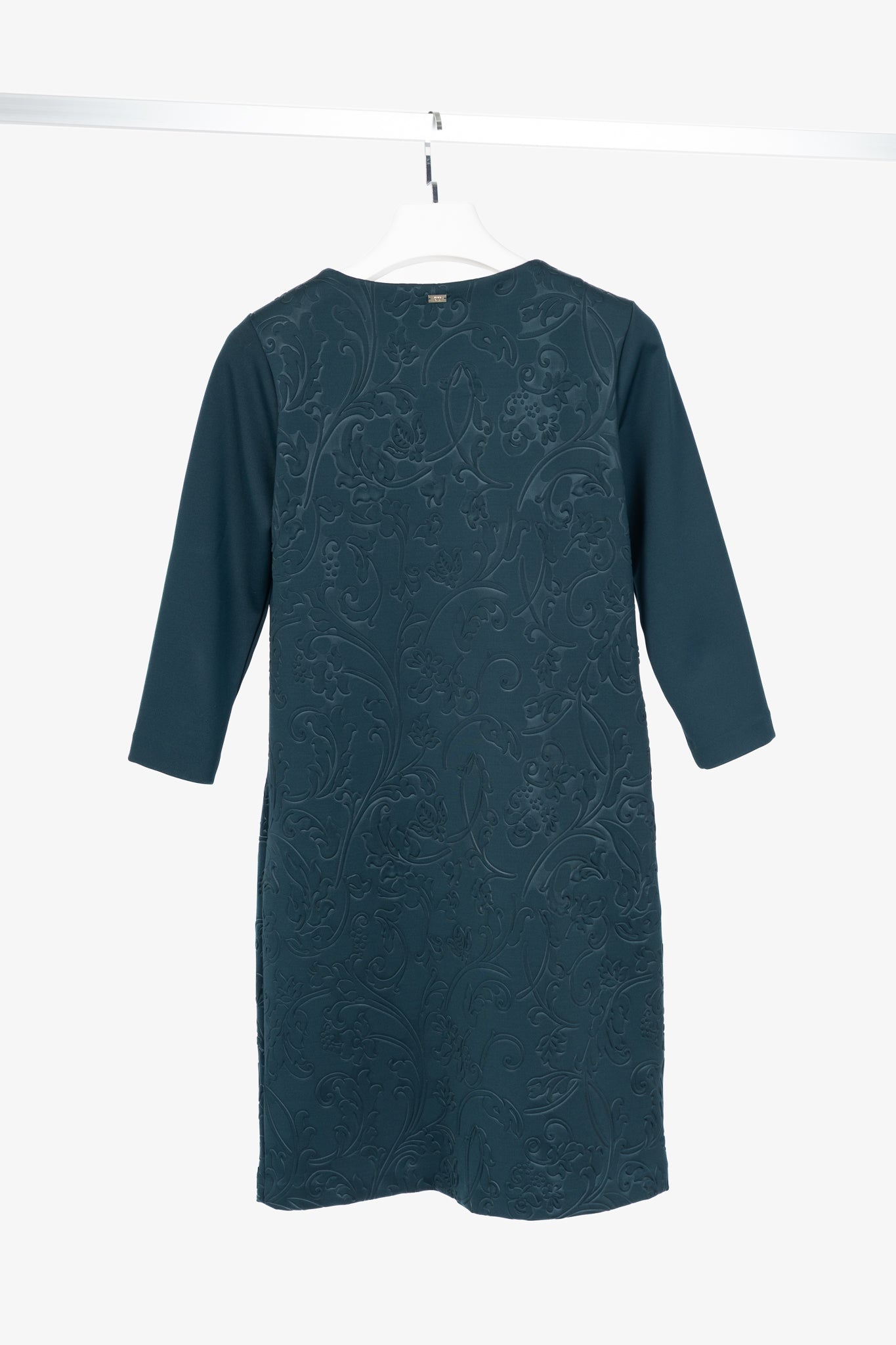 Escada Sport Erhella Dark Emerald Embossed-Floral Dress