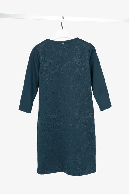 Escada Sport Erhella Dark Emerald Embossed-Floral Dress